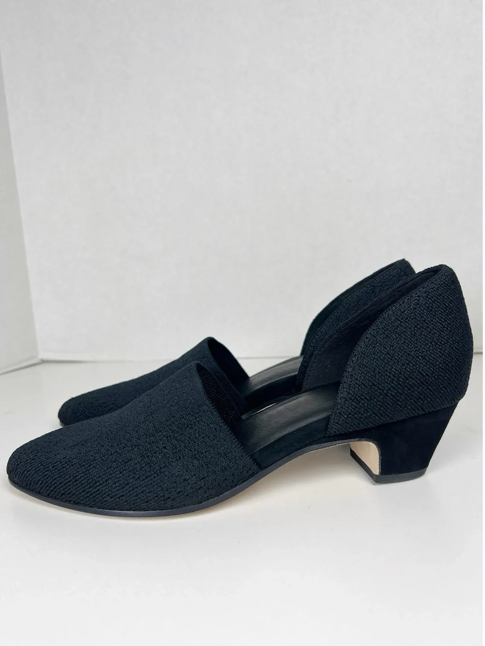 EILEEN FISHER Women’s Size 7 Black Knit Marra Pointed Toe d'Orsay Pumps